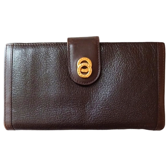 ⚜️BVLGARI DARK BROWN DOPPIO TONDO LEATHER BI-FOLD WALLET - Picture 1 of 15